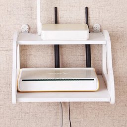 Picture of CQW Wireless Wood Wifi Router Storage Box panel Shelf Wall Hanging Bracket Cable Organizer Holder