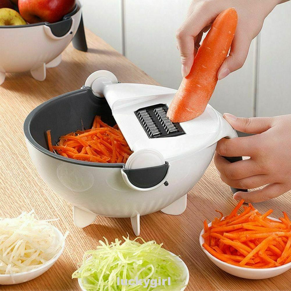9 In 1 Home Multifunction Detachable Kitchen Easy Use Drain Basket Vegetable Cutter Set的图片