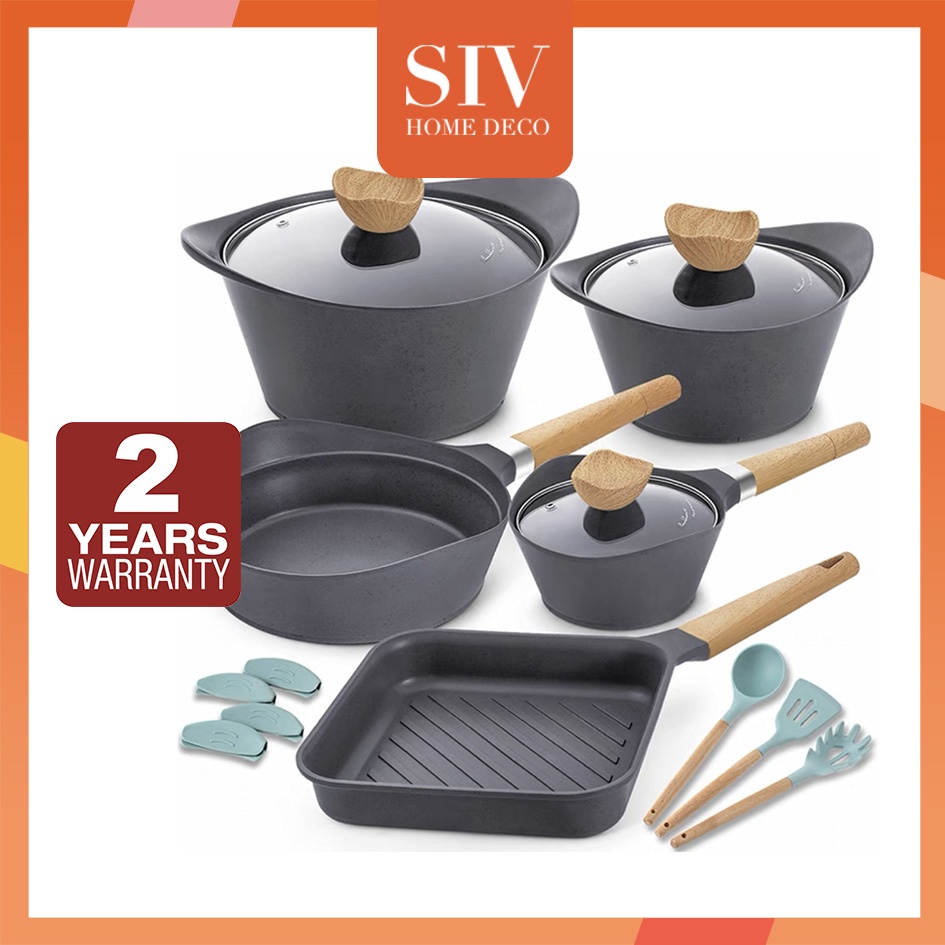 Siv 15 Pieces Non Stick Cookware Set Sticky Pots And Pans Aluminum Induction的图片