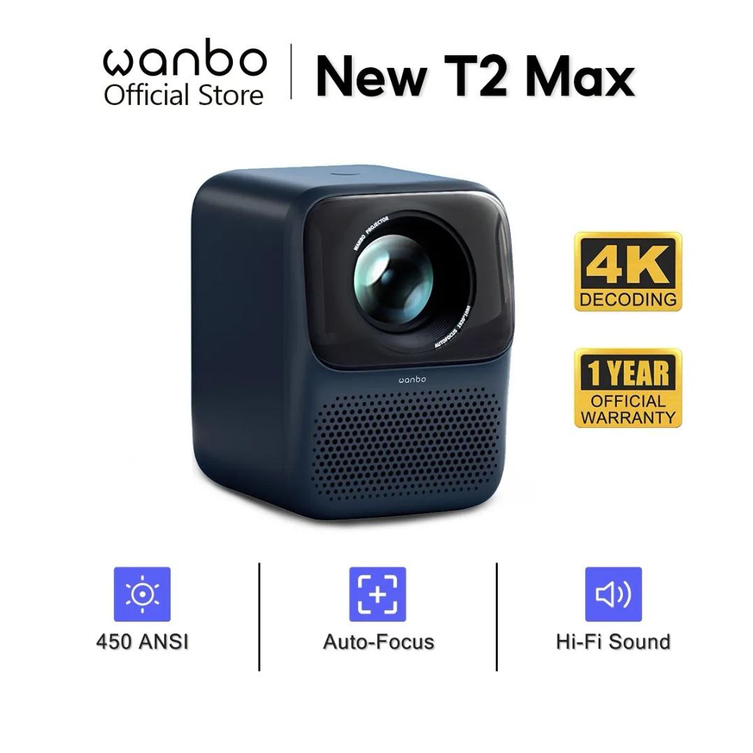 Wanbo New T2 Max Projector 4K Decode HD Portable Android 9.0 Bluetooth Phone Mirror 3W Speaker 450ANSI for Home/Office的图片
