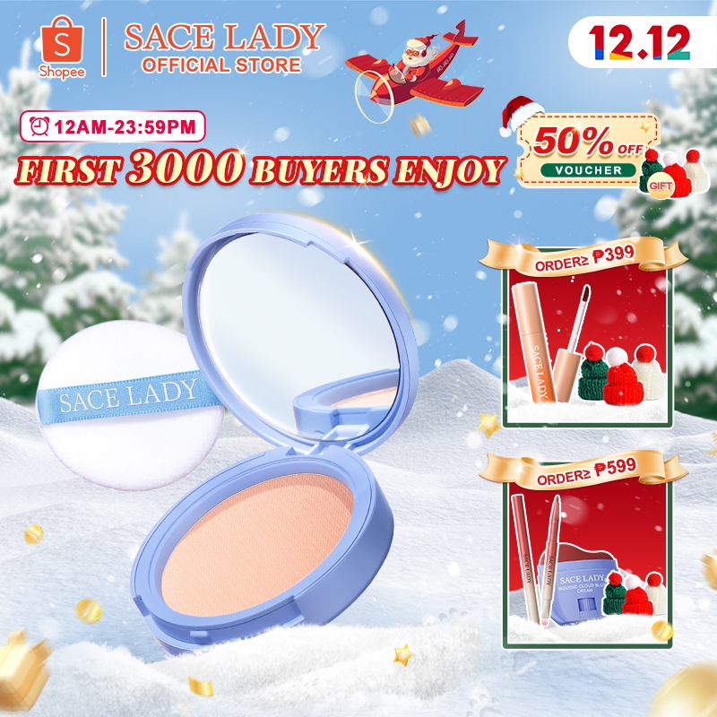 SACE LADY Oil Control Matte Face Powder Long Lasting Flawless Setting Powder Face Makeup With Mirror的图片