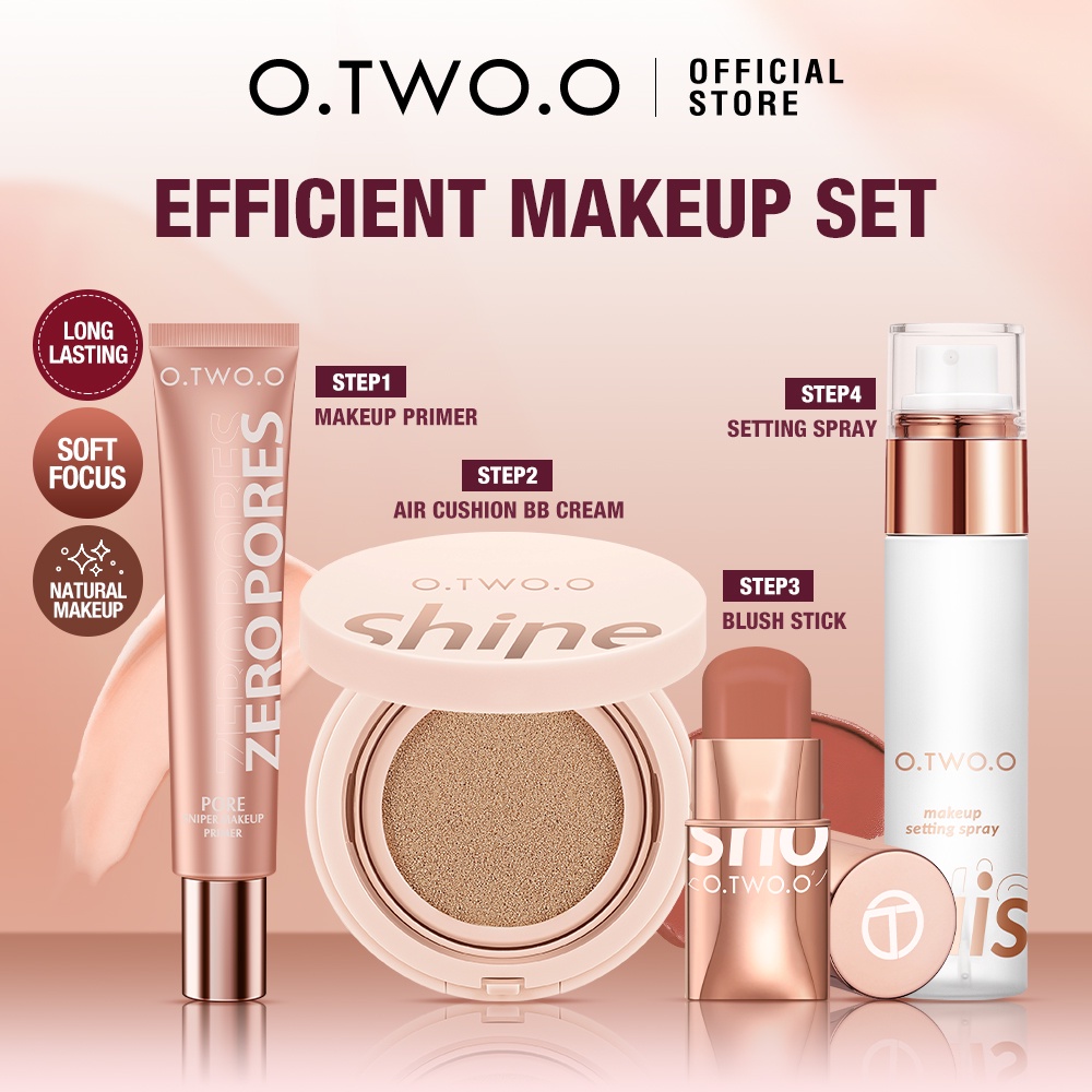 O.TWO.O Face Makeup Set Face Primer+ Air Cushion BB Cream+ Blush Stick+ Setting Spray Long Lasting All Day Set Cosmetics的图片