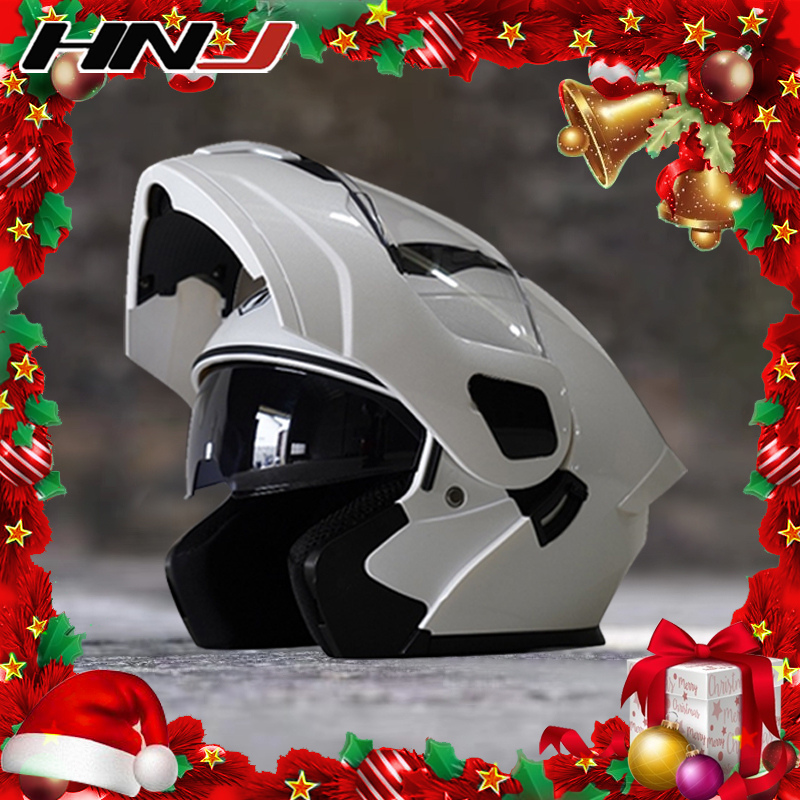HNJ 937 Plain Full Face Motorcycle Helmet Dual Visor Modular Open Women的图片