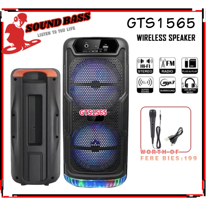 Double Karaoke Bluetooth Speaker With with Mic rophone Gts-1565的图片