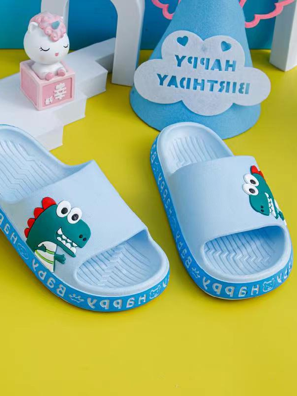Cute Dinosaur Cartoon Design Non-slip safety Yeezy Slides Sandals For Kids的图片