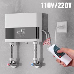 Picture of 220V instant water heater, wall-mounted appliances, LCD temperature display and remote control, bath