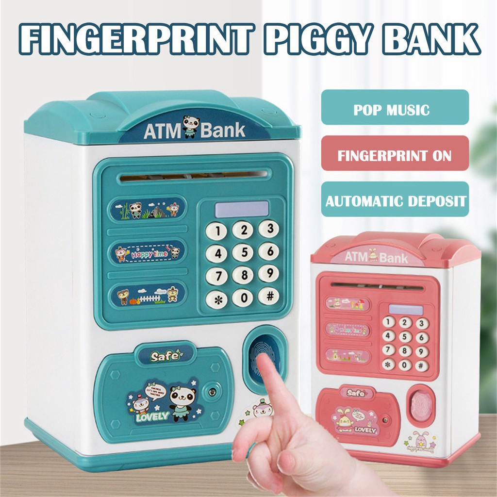 Kids Fingerprint Piggy House ATM Password Intelligent Bank Toy Money Save Box Souvenirs Banks Toys Gifts的图片
