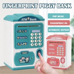 Picture of Kids Fingerprint Piggy House ATM Password Intelligent Bank Toy Money Save Box Souvenirs Banks Toys Gifts