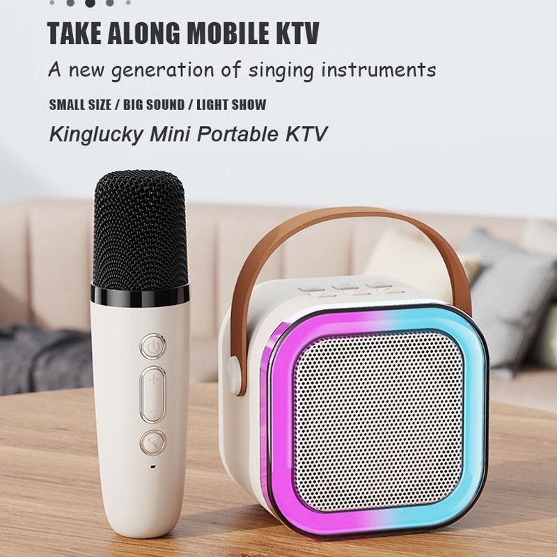 Karaoke bluetooth speaker Wireless Dual Microphone with microphone wireless microphone speaker porta的图片