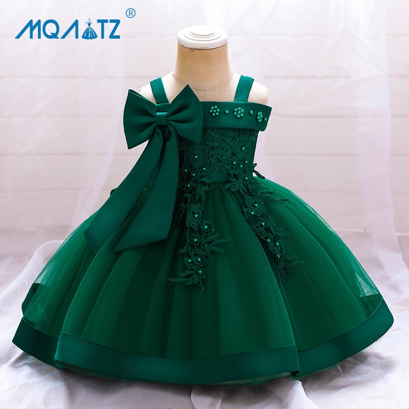 MQATZ Flower Ceremony 1st Birthday Dress For Baby Girl Clothing Baptism Princess Dress Girls Dresses Party Costume One Shoulder 0-3的图片
