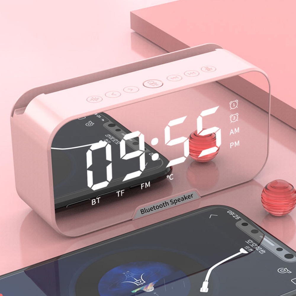 Wireless bluetooth speaker with fm radio digital clock led desk digital alarm clock with speaker的图片